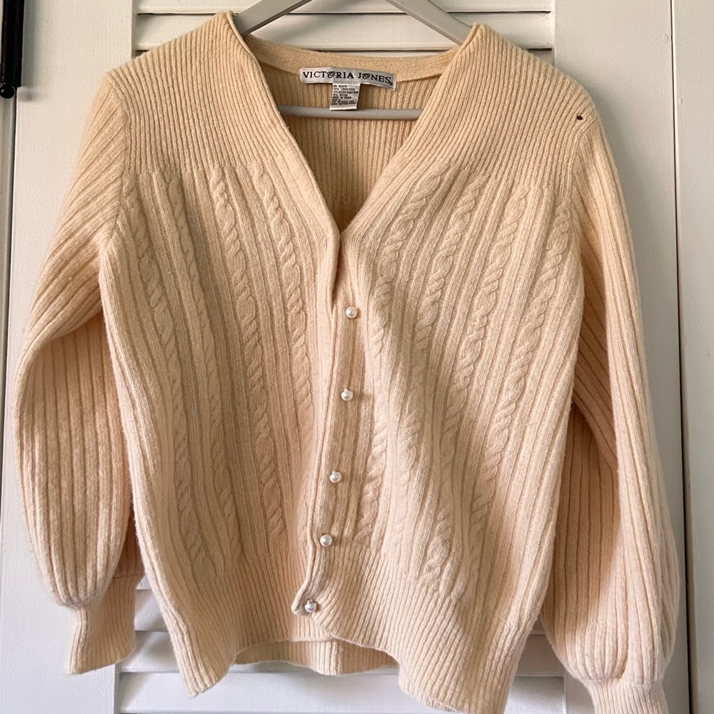 Cream Cable Knit Cardigan Sweater